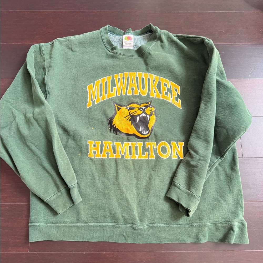 Fruit of the Loom Green Milwaukee Hamilton Graphic Crewneck Sweatshirt